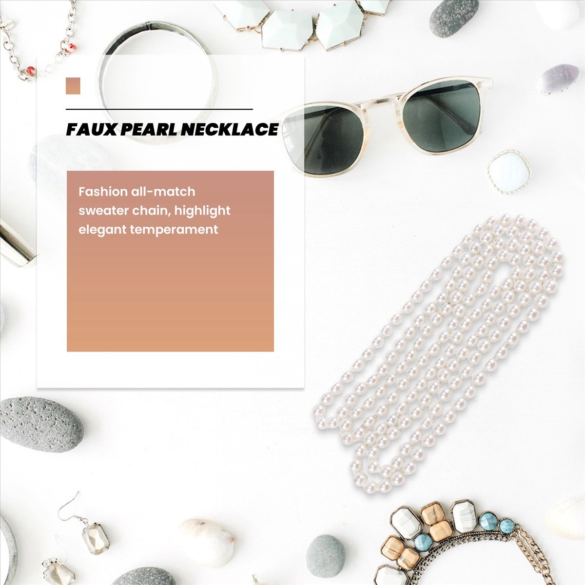 Pearl Necklace - Kalung Rantai Sweater Panjang Mutiara Imitasi