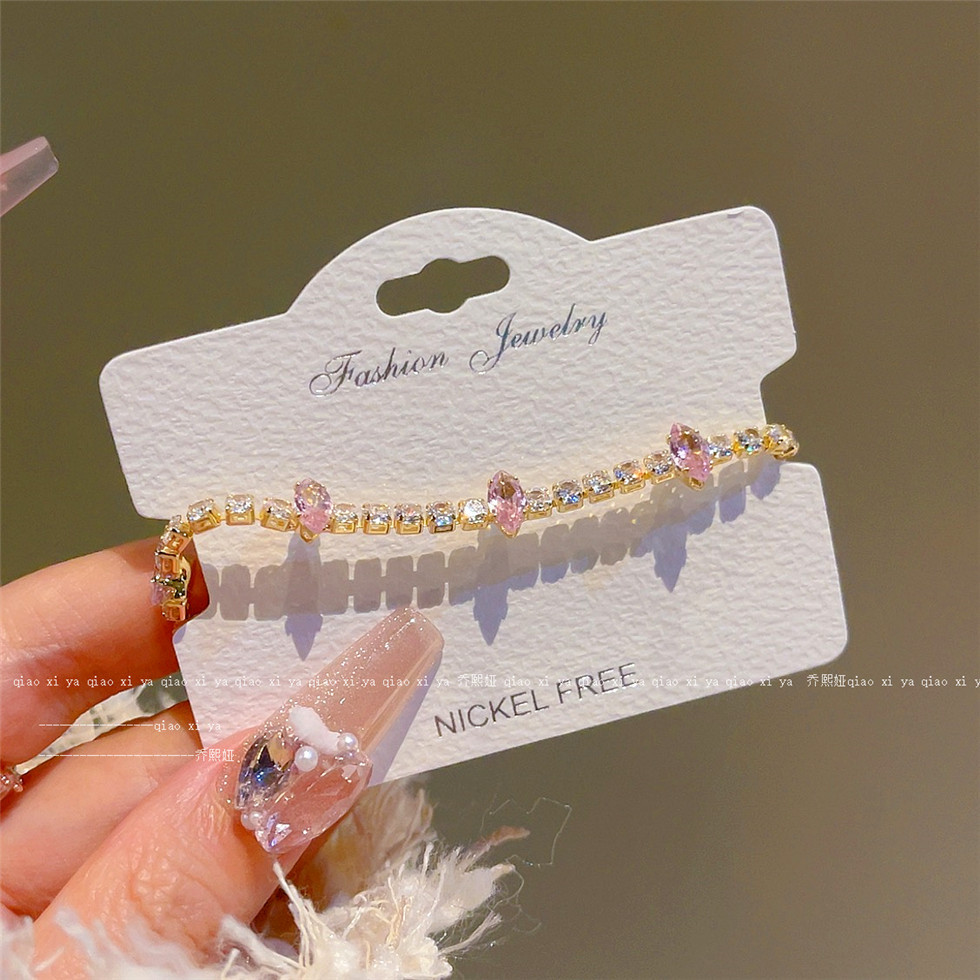 Best Jewelry Watches For Women - Gelang Zirkon Berlian Penuh Merah Muda